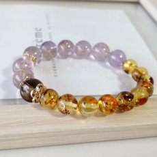 画像6: 【1点限り】天然琥珀とアメトリンのブレスレット　マイナスエネルギーを手放す (6)