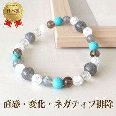 画像1: ラブラドライトとマグネサイトターコイズのパワーストーン・ブレスレット 　直感・変化・ネガティブ排除/メンズ・レディース (1)