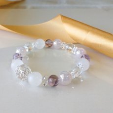 画像11: パワーストーン ブレスレット アメジストとローズオーラのブレスレット　円満・好循環・愛情運　/メンズ・レディース (11)