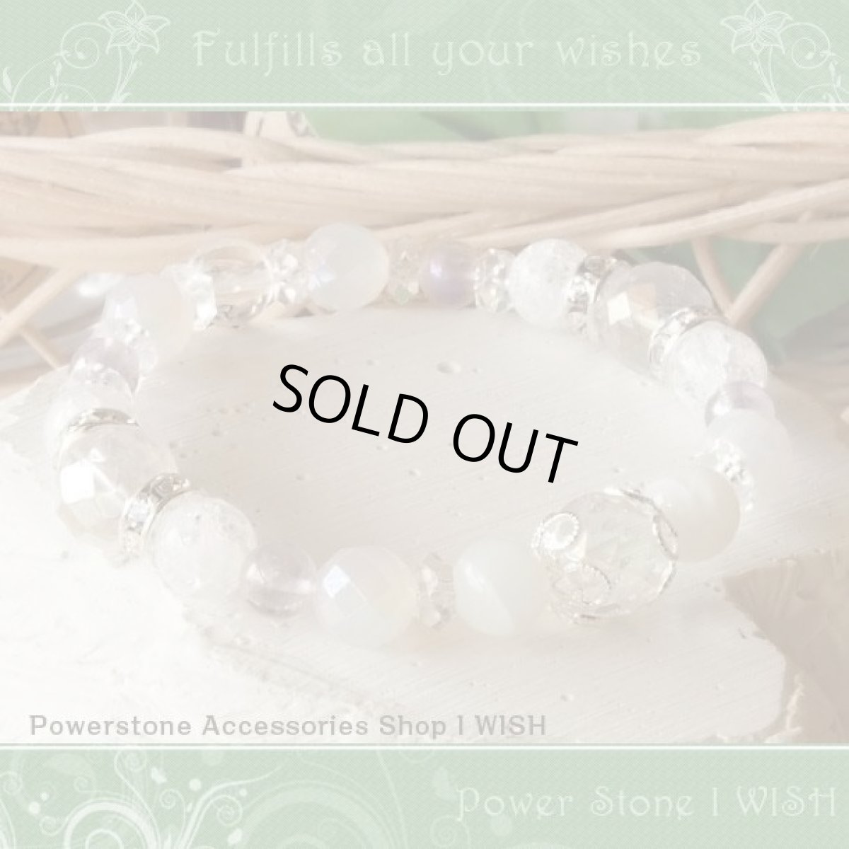 画像2: パワーストーンブレスレット　ムーンストーンとホワイトカルセドニーオーラの ブレスレット　幸運力 運を引き寄せる　 /レディース (2)