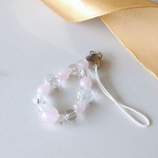 画像10: ローズクォーツと水晶のパワーストーンストラップ 恋を呼び、愛を育む/レディース (10)