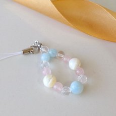 画像11: アクアマリン・マザーオブパール・ローズクォーツのストラップ　幸せな結婚・円満な家庭 /レディース (11)