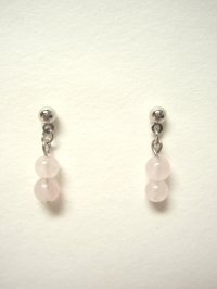シンプル　チタンパワーストーン・ピアス　ローズクォーツ3ｍｍ/レディース