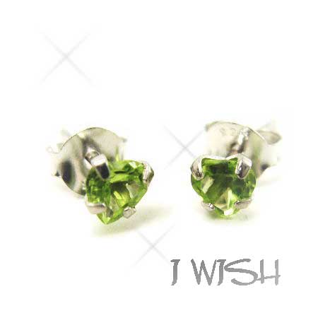 ペリドット　ハートカットパワーストーン・ピアス4ｍｍ　恋人夫婦和合・太陽のような明るさを与える/レディース
